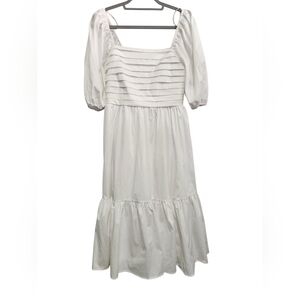 Nanette Lepore Amber Puff Sleeve Tiered Dress White Women Size 10